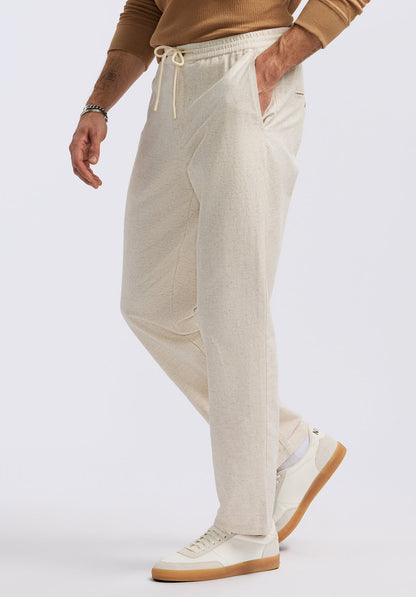 Pilsen Men's Linen-Blend Straight-Leg Pull-On Pants, Milk - BM24724
