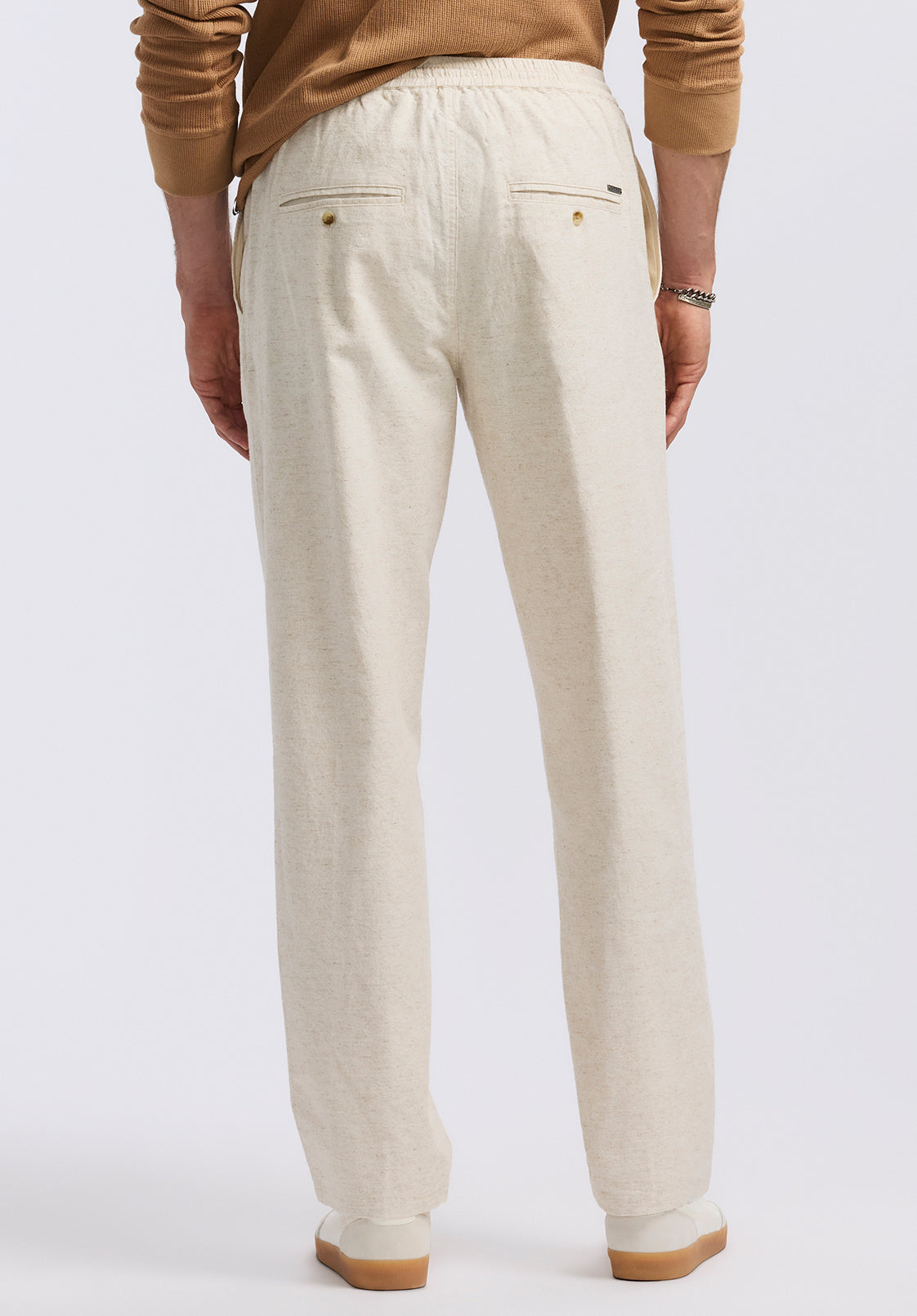 Pilsen Men's Linen-Blend Straight-Leg Pull-On Pants, Milk - BM24724