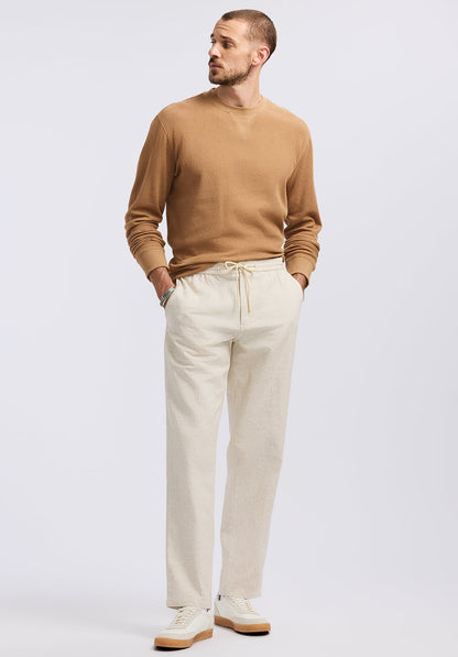 Pilsen Men's Linen-Blend Straight-Leg Pull-On Pants, Milk - BM24724