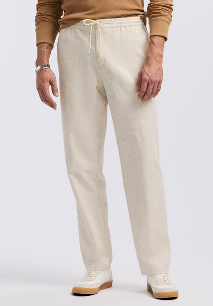 Pilsen Men's Linen-Blend Straight-Leg Pull-On Pants, Milk - BM24724